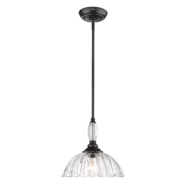 Audra Matte Black One-Light Pendant with Clear Glass Shade, image 1